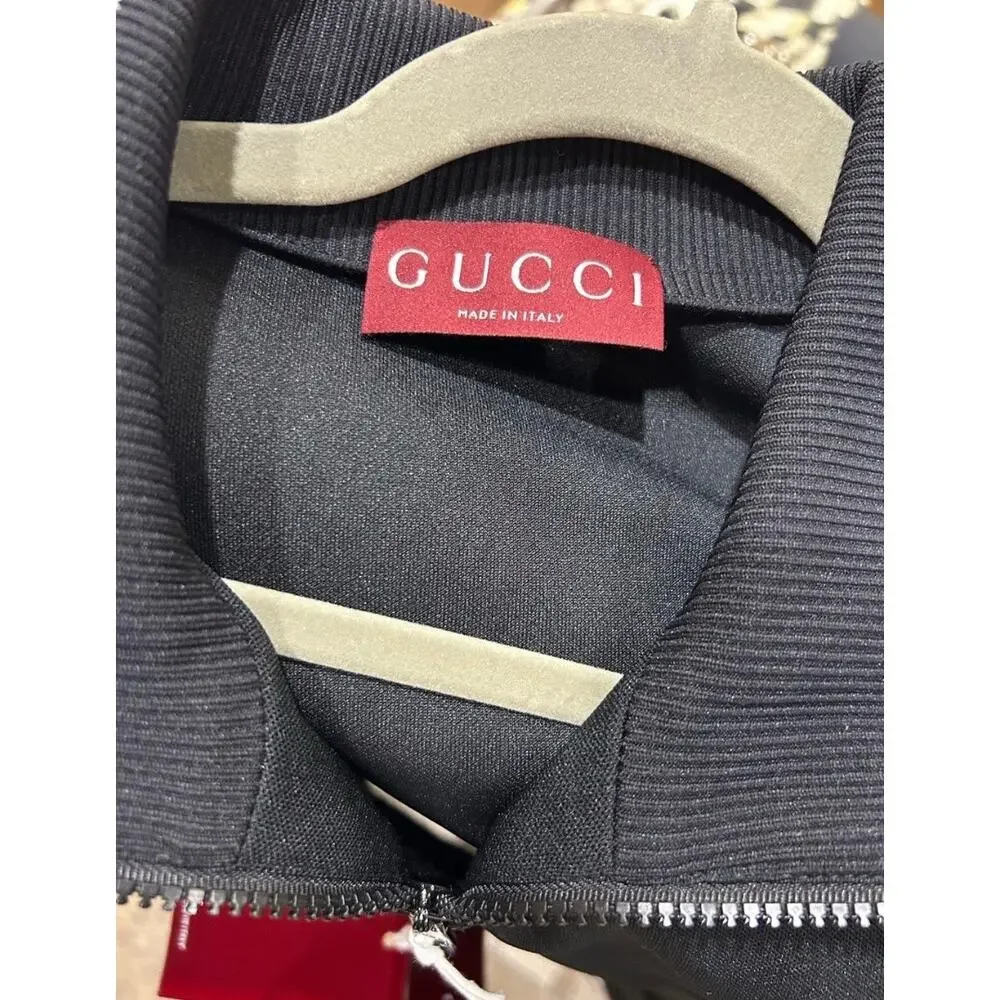 Men's Gucci jersey technical, zip up jacket, web, trim, size medium made Italy